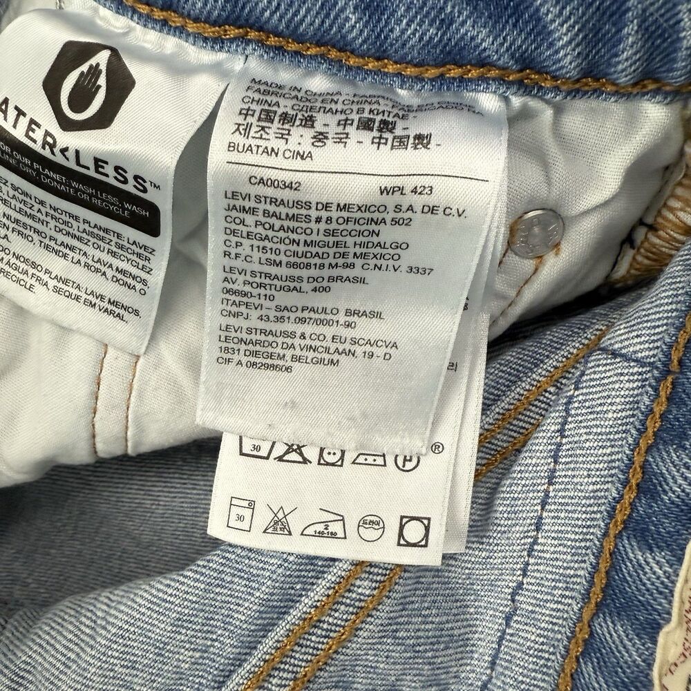 Levis 501 Del Norte Slim Jeans Women Size 28 Blue Embroidered Button Fly Flame - Picture 10 of 16
